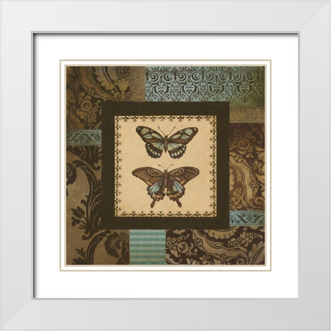 Butterfly Garden I White Modern Wood Framed Art Print with Double Matting by Poloson, Kimberly