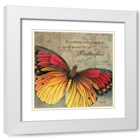 Butterfly I White Modern Wood Framed Art Print with Double Matting by Poloson, Kimberly