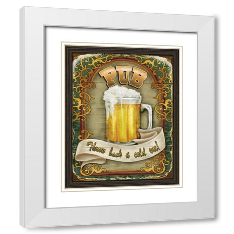Neighborhood Pub White Modern Wood Framed Art Print with Double Matting by Parisi, Ninette
