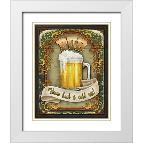 Neighborhood Pub White Modern Wood Framed Art Print with Double Matting by Parisi, Ninette