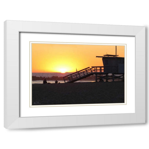 Sunset Lifeguard White Modern Wood Framed Art Print with Double Matting by Williams, Alex