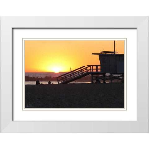 Sunset Lifeguard White Modern Wood Framed Art Print with Double Matting by Williams, Alex