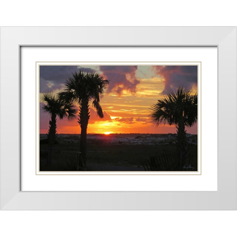 Sunset Palms I White Modern Wood Framed Art Print with Double Matting by Williams, Alex