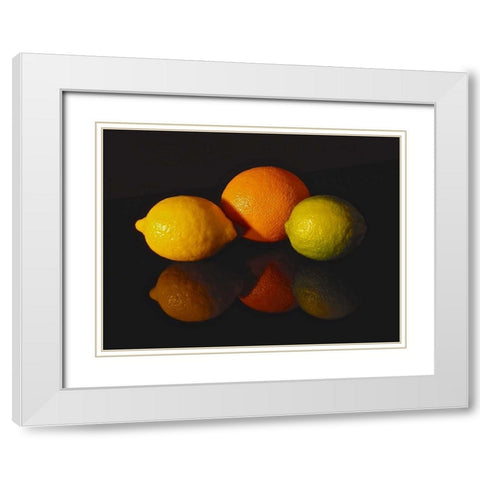 Citrus Reflections White Modern Wood Framed Art Print with Double Matting by Burkhart, Monika