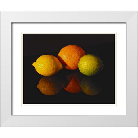 Citrus Reflections White Modern Wood Framed Art Print with Double Matting by Burkhart, Monika