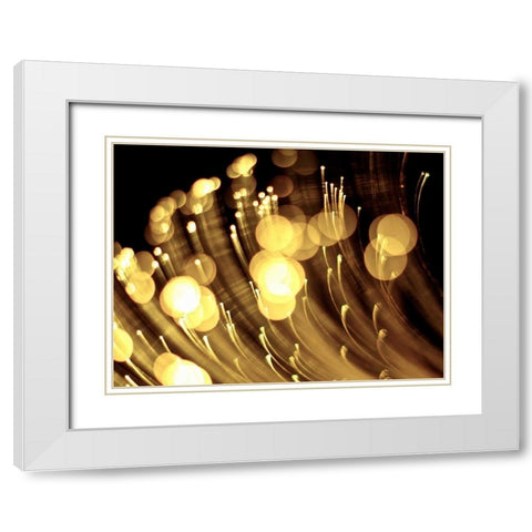 Drops of Gold I White Modern Wood Framed Art Print with Double Matting by Burkhart, Monika