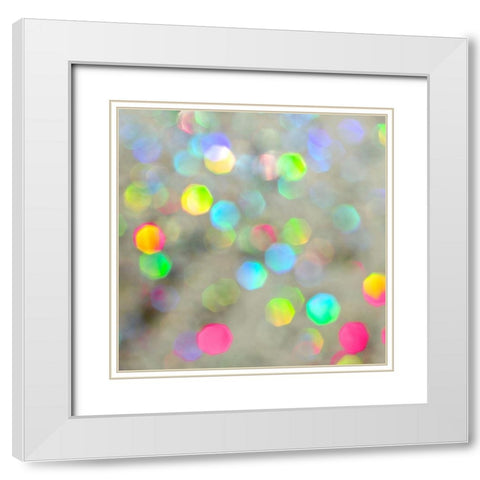 Glitter Bokeh VI White Modern Wood Framed Art Print with Double Matting by Harbick, N.