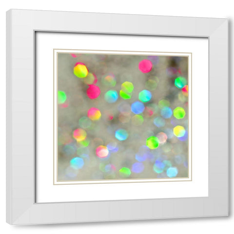 Glitter Bokeh VII White Modern Wood Framed Art Print with Double Matting by Harbick, N.