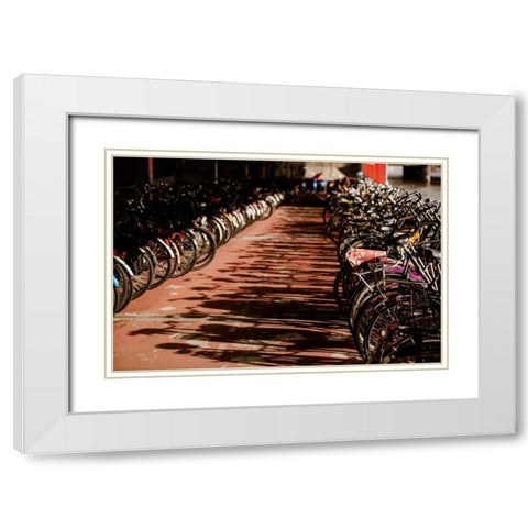 Amsterdams Fietsflat IV White Modern Wood Framed Art Print with Double Matting by Berzel, Erin