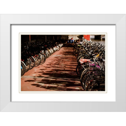 Amsterdams Fietsflat IV White Modern Wood Framed Art Print with Double Matting by Berzel, Erin