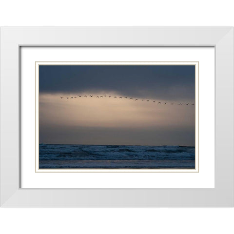 Oregon Coast Sunset II White Modern Wood Framed Art Print with Double Matting by Berzel, Erin