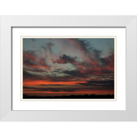 Cloudy Sunset II White Modern Wood Framed Art Print with Double Matting by Berzel, Erin