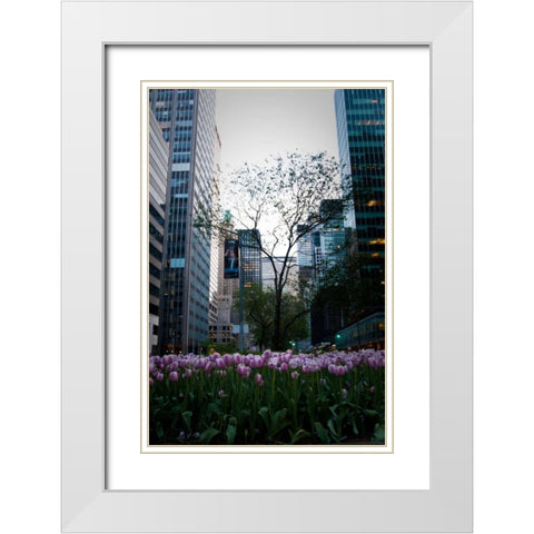 Tulips in Manhattan White Modern Wood Framed Art Print with Double Matting by Berzel, Erin