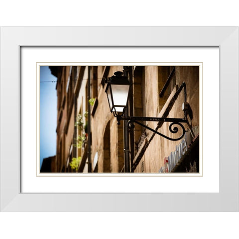 Street Lights in Lyon II White Modern Wood Framed Art Print with Double Matting by Berzel, Erin