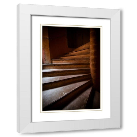 Old Lyon Stairway II White Modern Wood Framed Art Print with Double Matting by Berzel, Erin