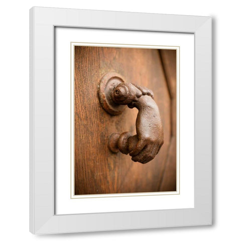 French Door Knocker I White Modern Wood Framed Art Print with Double Matting by Berzel, Erin