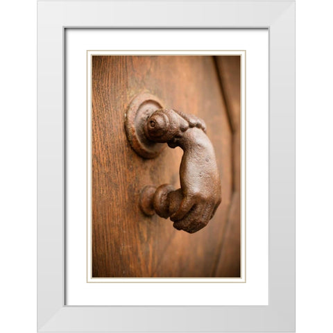 French Door Knocker I White Modern Wood Framed Art Print with Double Matting by Berzel, Erin