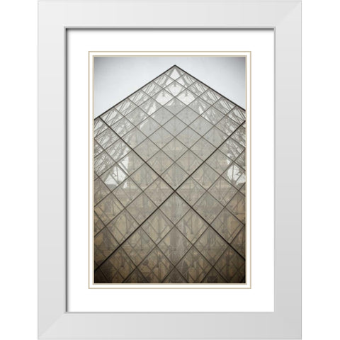 Louvre Pyramid II White Modern Wood Framed Art Print with Double Matting by Berzel, Erin