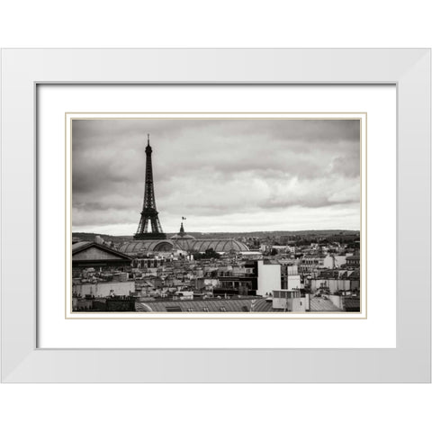 Paris BW I White Modern Wood Framed Art Print with Double Matting by Berzel, Erin