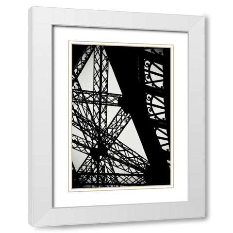 Eiffel Tower Latticework II White Modern Wood Framed Art Print with Double Matting by Berzel, Erin