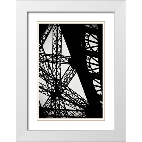 Eiffel Tower Latticework II White Modern Wood Framed Art Print with Double Matting by Berzel, Erin