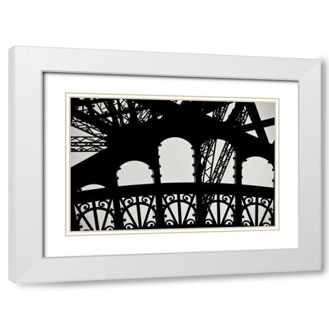 Eiffel Tower Latticework IV White Modern Wood Framed Art Print with Double Matting by Berzel, Erin