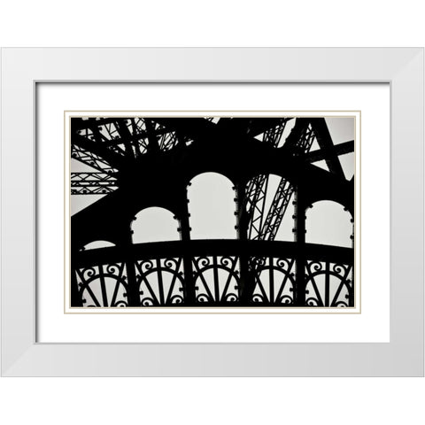 Eiffel Tower Latticework IV White Modern Wood Framed Art Print with Double Matting by Berzel, Erin