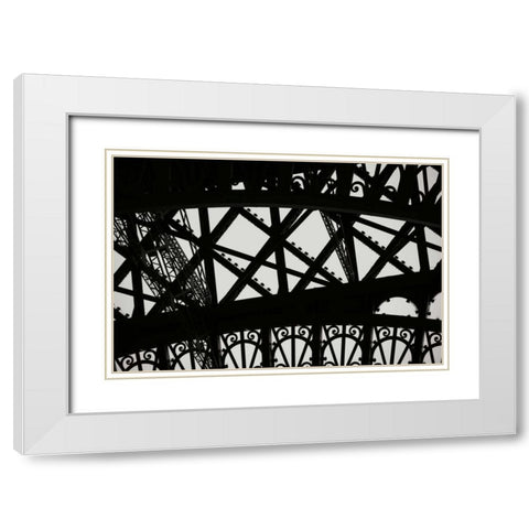 Eiffel Tower Latticework V White Modern Wood Framed Art Print with Double Matting by Berzel, Erin