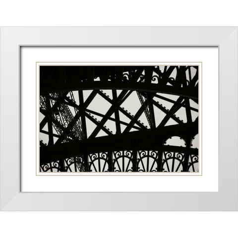 Eiffel Tower Latticework V White Modern Wood Framed Art Print with Double Matting by Berzel, Erin