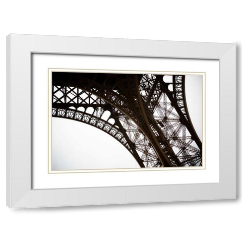 Eiffel Tower Framework I White Modern Wood Framed Art Print with Double Matting by Berzel, Erin