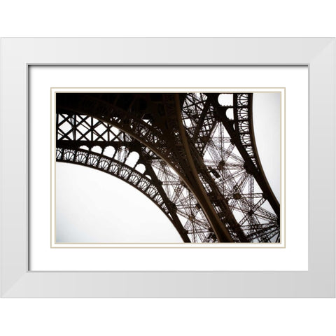 Eiffel Tower Framework I White Modern Wood Framed Art Print with Double Matting by Berzel, Erin