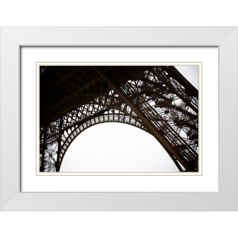 Eiffel Tower Framework II White Modern Wood Framed Art Print with Double Matting by Berzel, Erin