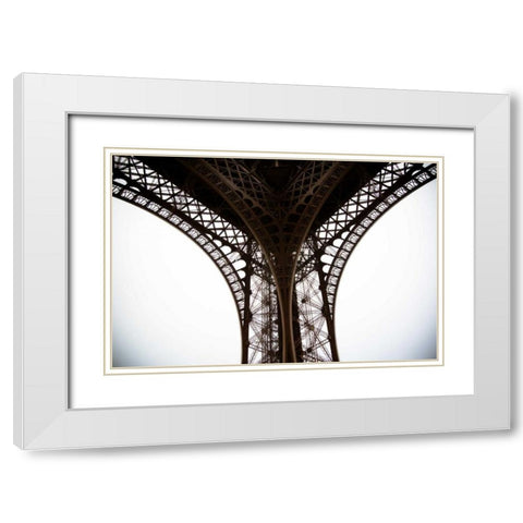 Eiffel Tower Framework IV White Modern Wood Framed Art Print with Double Matting by Berzel, Erin