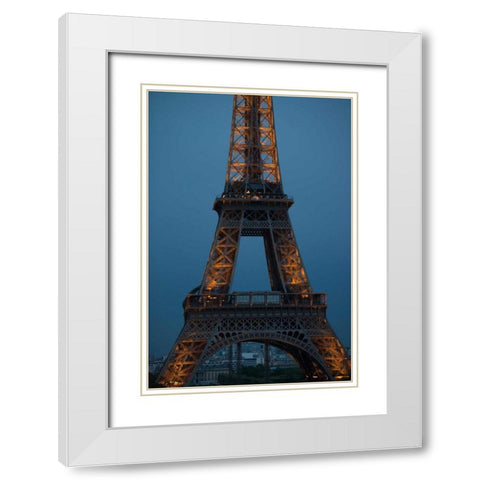 Eiffel Tower at Night III White Modern Wood Framed Art Print with Double Matting by Berzel, Erin