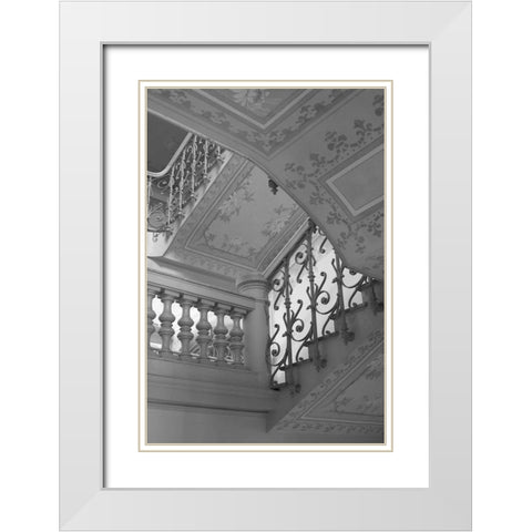 Belle Epoque II BW White Modern Wood Framed Art Print with Double Matting by Crane, Rita