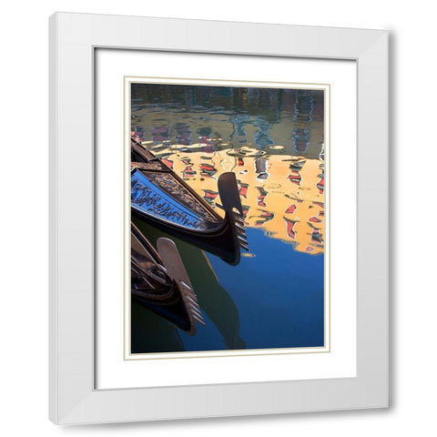 Gondolas and Reflections I White Modern Wood Framed Art Print with Double Matting by Crane, Rita