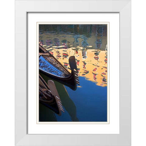 Gondolas and Reflections I White Modern Wood Framed Art Print with Double Matting by Crane, Rita