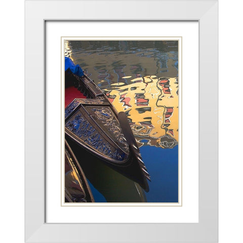 Gondolas and Reflections II White Modern Wood Framed Art Print with Double Matting by Crane, Rita