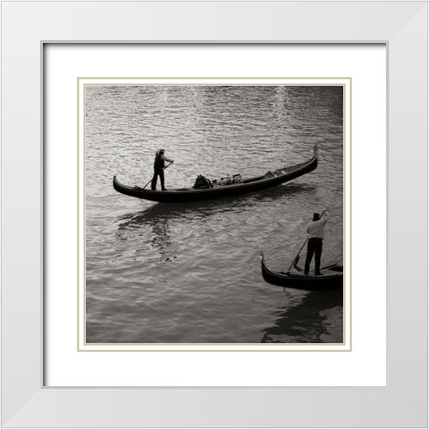 Grand Canal Gondoliers II White Modern Wood Framed Art Print with Double Matting by Crane, Rita