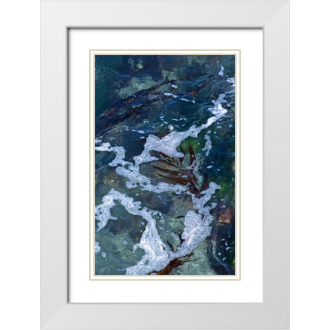Seafoam IV White Modern Wood Framed Art Print with Double Matting by Crane, Rita
