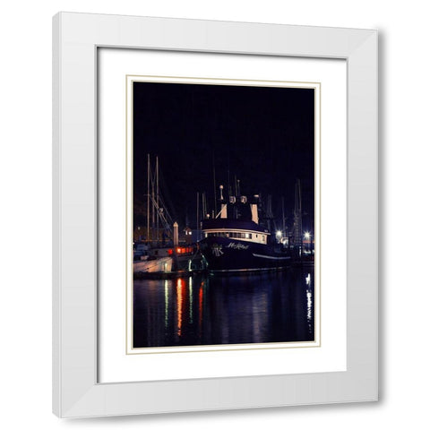 Harbor LIghts II White Modern Wood Framed Art Print with Double Matting by Crane, Rita