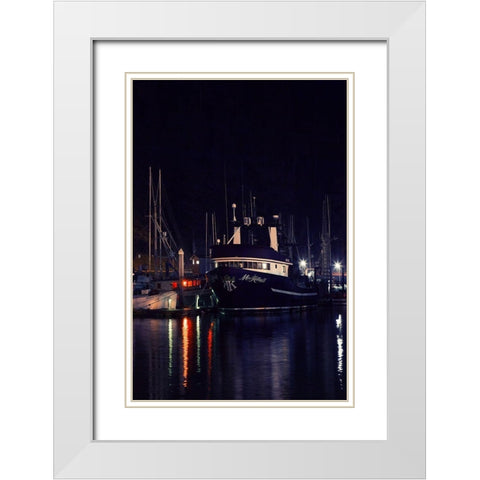 Harbor LIghts II White Modern Wood Framed Art Print with Double Matting by Crane, Rita