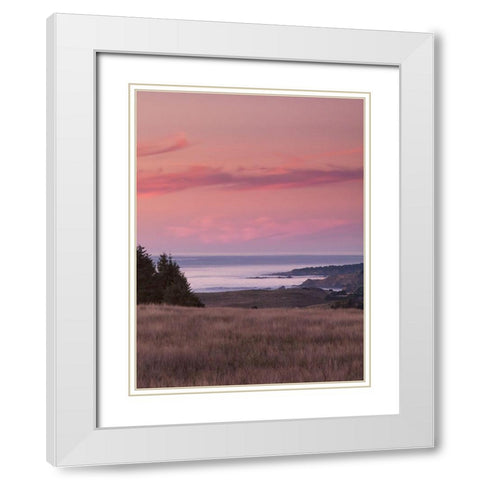 Rosy Coastal Sunset I White Modern Wood Framed Art Print with Double Matting by Crane, Rita
