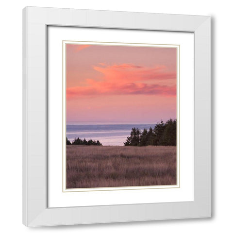 Rosy Coastal Sunset II White Modern Wood Framed Art Print with Double Matting by Crane, Rita