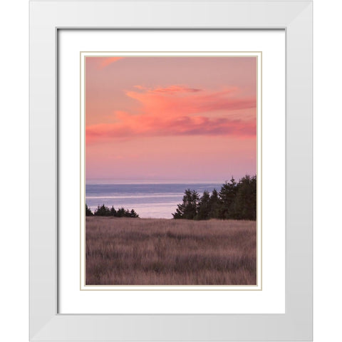 Rosy Coastal Sunset II White Modern Wood Framed Art Print with Double Matting by Crane, Rita