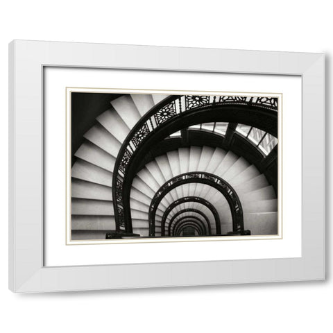 Rookery Stairwell White Modern Wood Framed Art Print with Double Matting by Christensen, Jim