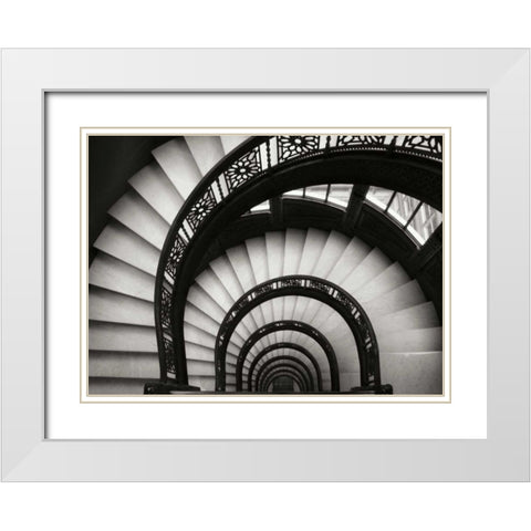 Rookery Stairwell White Modern Wood Framed Art Print with Double Matting by Christensen, Jim