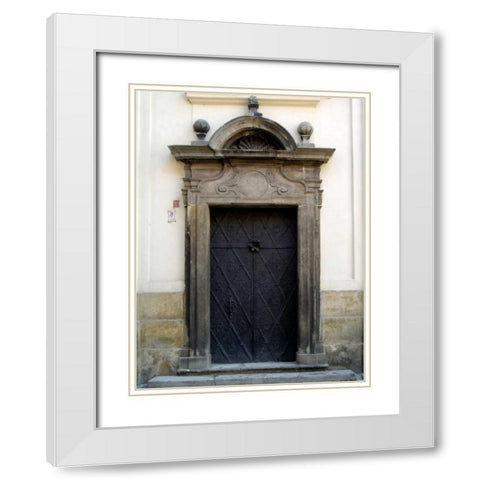 Prague Door I White Modern Wood Framed Art Print with Double Matting by Christensen, Jim