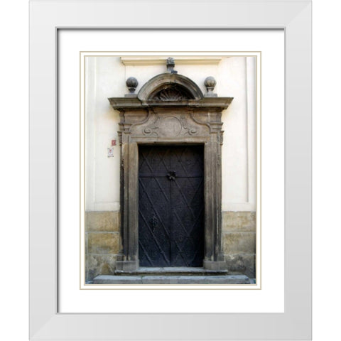 Prague Door I White Modern Wood Framed Art Print with Double Matting by Christensen, Jim