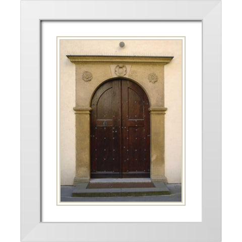Prague Door II White Modern Wood Framed Art Print with Double Matting by Christensen, Jim